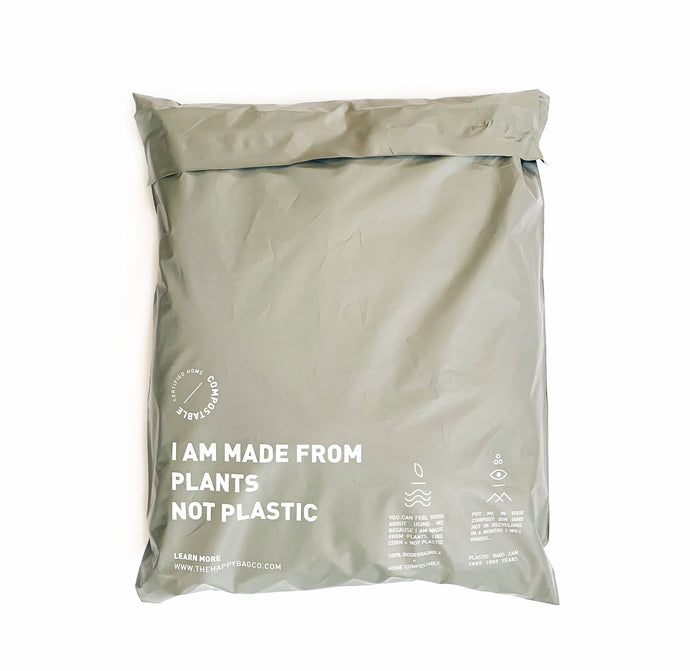 100% Biodegradable and Home Compostable Mailers and Bags. Made from plants and certified to break down within 6 months. Eco-friendly and plastic free, as it should be.